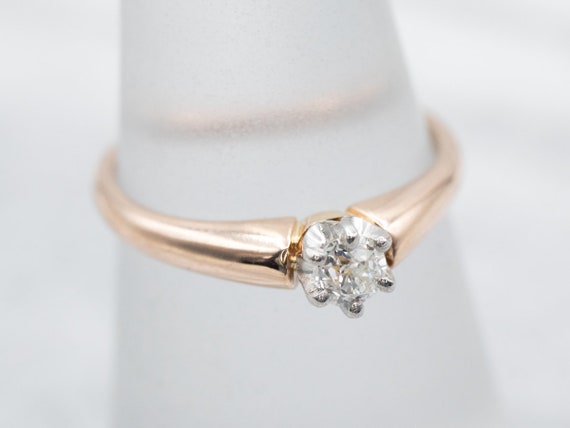 European Cut Diamond Ring, Vintage Diamond Engage… - image 3