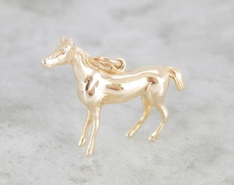 Handsome Horse, Solid Yellow Gold Pendant or Charm