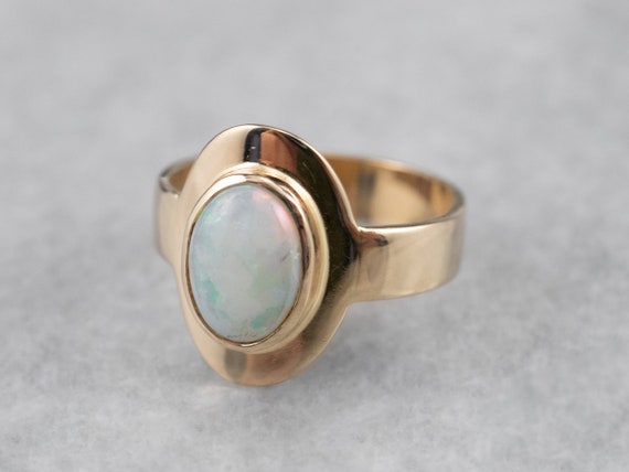 Vintage Opal Ring, Opal Cocktail Ring, Yellow Gol… - image 3