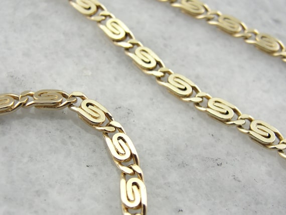 Simple Yellow Gold Snail Chain With Spiral Links … - image 2