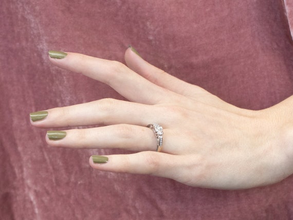 Modern Diamond Halo Engagement Ring, White Gold D… - image 10