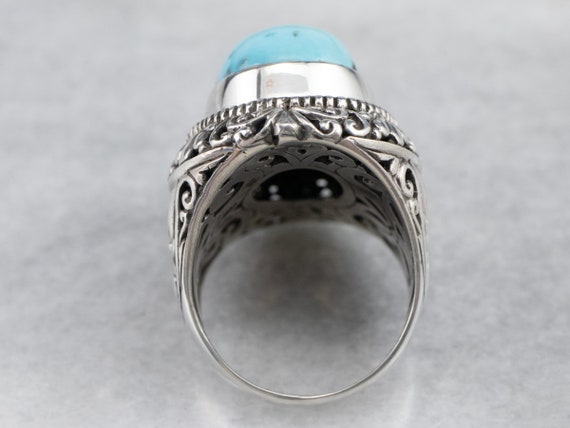 Floral Sterling Silver Turquoise Statement Ring, … - image 5