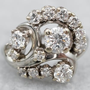 White Gold Diamond Cluster Ring, White Gold Ring, Diamond Ring, Cocktail Ring, Anniversary Gift, Diamond Jewelry, A24935