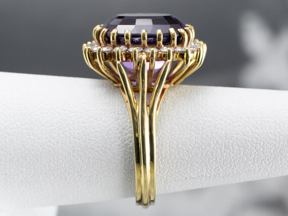 Amethyst and Diamond Cocktail Ring, 18K Gold Amet… - image 9