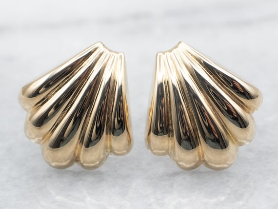 Shell Shaped Stud Earrings, Gold Shell Earrings, … - image 1