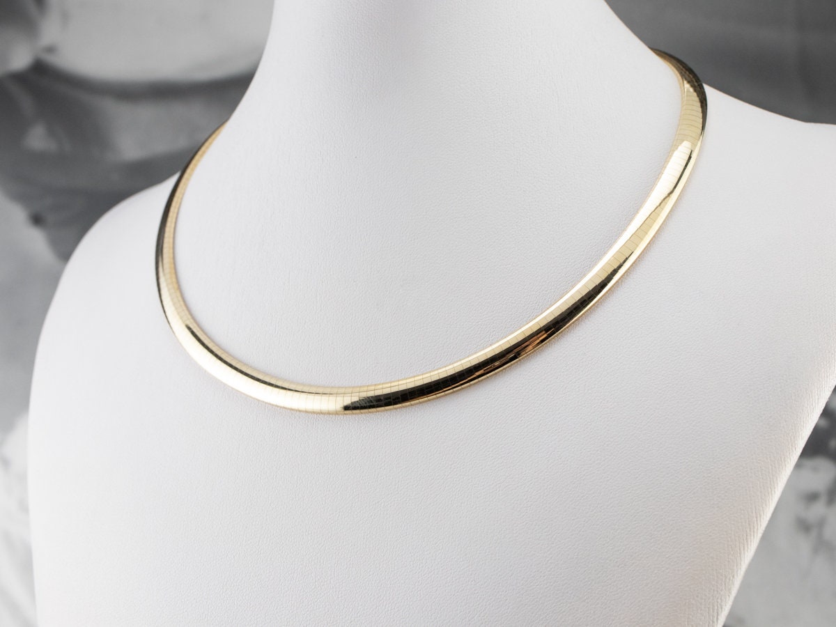 14K Gold Omega Chain Flat Chain Gold Necklace Minimalist Necklace ZJUY955H