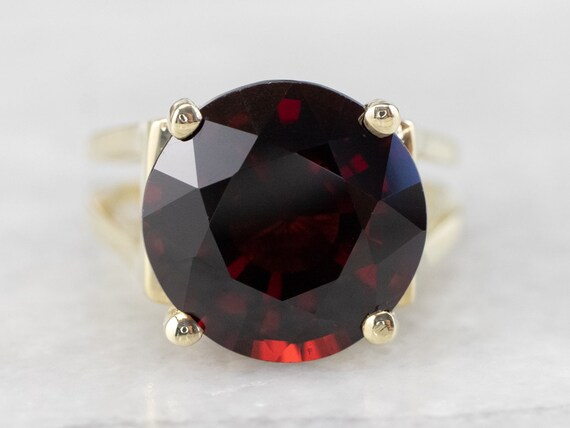 14K Yellow Gold Garnet Statement Ring, January Bi… - image 6