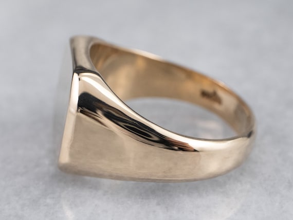 Vintage Gold Signet Ring, Unisex Signet Ring, Yel… - image 3