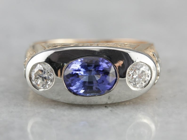 Modernist Masonic Men's Ring With Sapphire Center Retro | Etsy