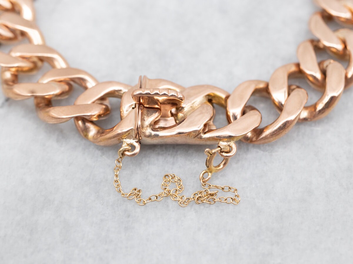 ブレスレット VINTAGE HOLLYWOOD Rose Ball Chain Bracelet 4BFK500 Rose Gold Curb Chain Bracelet With Box Clasp and Safety