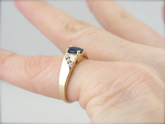 Deep Blue Sapphire And Diamond Ladies Ring 65UE3E… - image 4