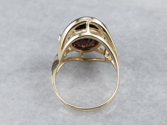 Gold Garnet and Diamond Ring, Yellow Gold Garnet … - image 5