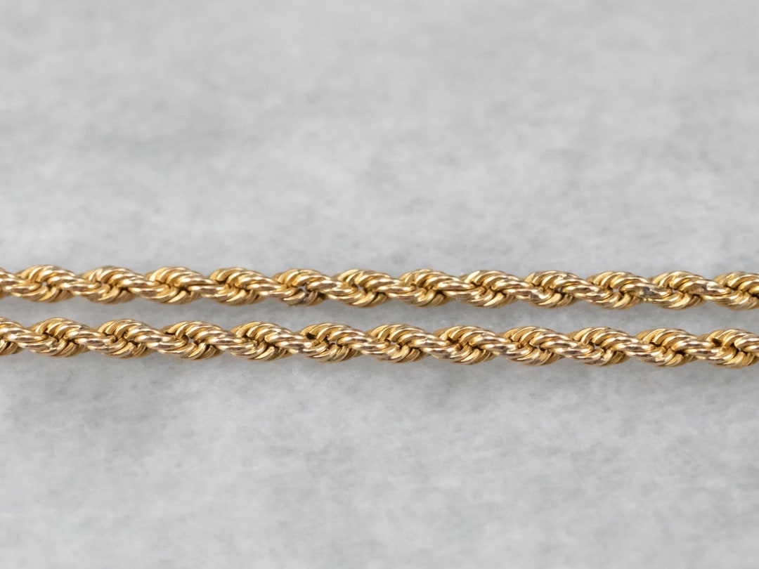 14K Yellow Gold Rope Chain, 18 Inch Unisex Pendant Chain - Etsy