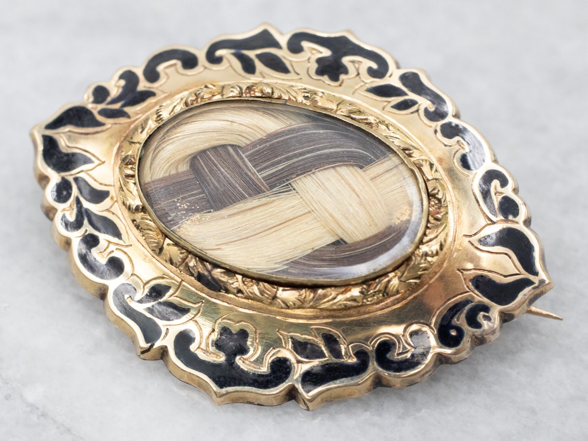 Rare Victorian Hair Pin Victorian Mourning Jewelry Two Souls