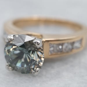 Blue Zircon and Diamond Ring, Mixed Metal Zircon Ring, Platinum and Gold Zircon Ring, Birthstone Ring, Zircon Jewelry, Gifts for Her A4653