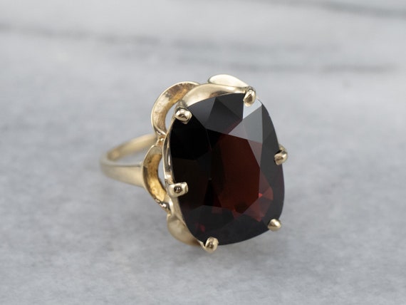 10K Yellow Gold Garnet Cocktail Ring, Statement J… - image 3