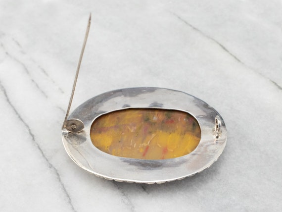 Yellow Jasper Sterling Silver Brooch, Statement B… - image 6