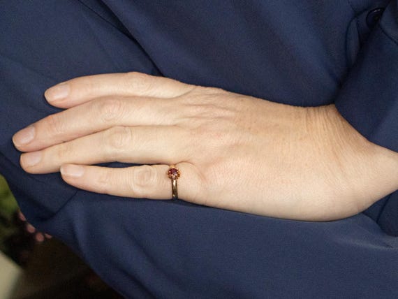 Buttercup-Set Ruby and Gold Solitaire Ring - image 5