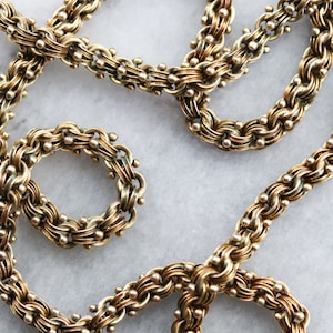 Antique Fancy Link Chain Necklace, Antique Gold Chain, Anniversary Gift, Victorian Chain, QX9KFM6Z