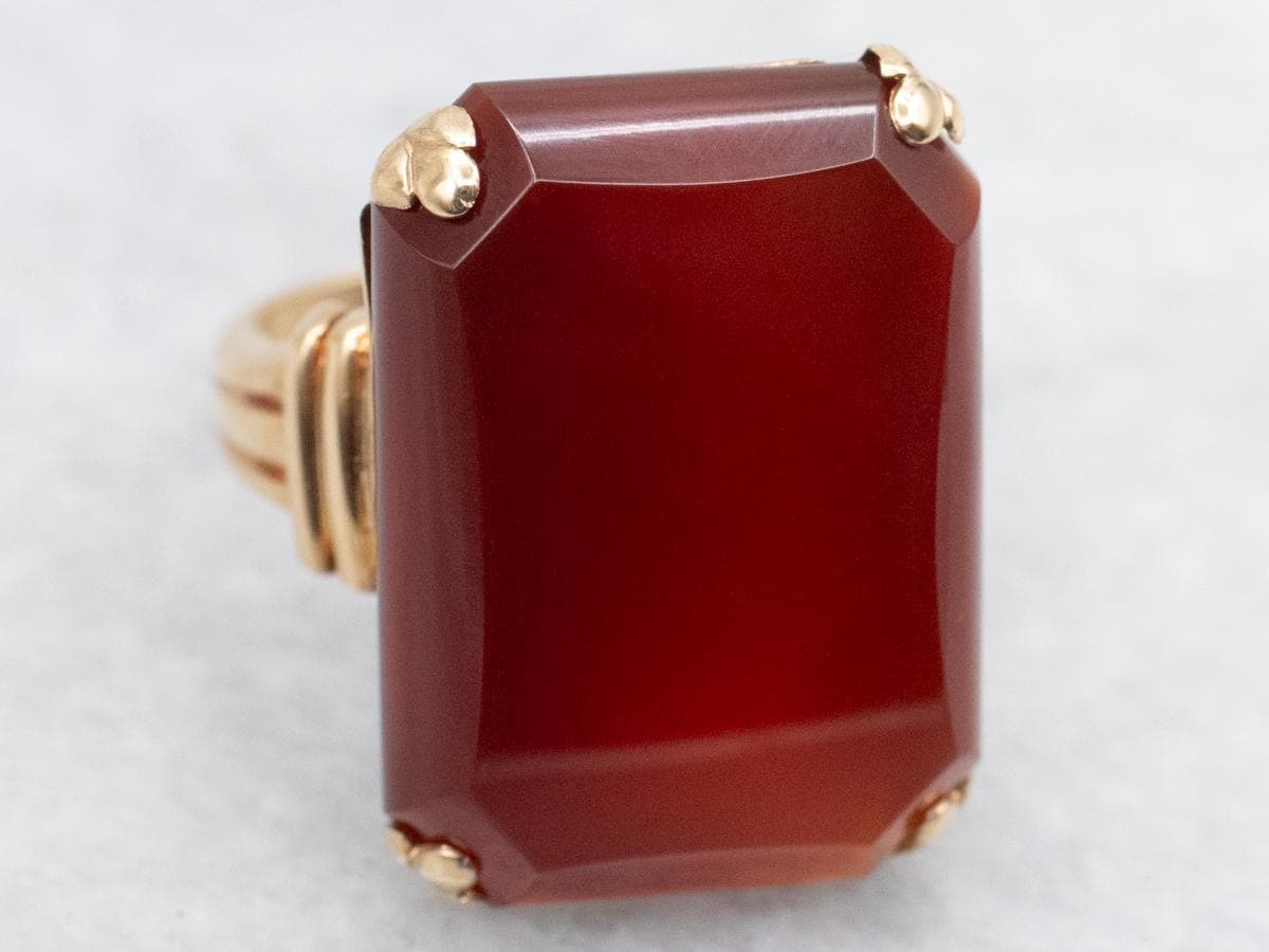 Vintage carnelian ring 14ct gold - Etsy 日本