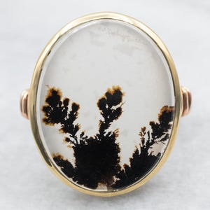 Vintage Black and White Dendritic Agate Ring, Dendritic Agate Ring, Agate Ring, Vintage Ring, Dendritic Agate, Oval Cut Agate, Ring 57106