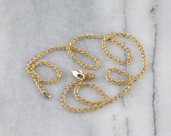 14K Yellow Gold Wheat Chain, Unisex Pendant Chain, 20 Inch