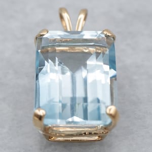 Blue Topaz Solitaire Pendant, Yellow Gold Topaz Pendant, Blue Topaz Necklace, Gemstone Pendant, Bridal Jewelry, Birthstone Pendant A13110