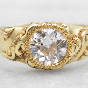 Victorian Old Mine Cut Diamond Engagement Ring, Antique Engagement Ring Yellow Gold Diamond Ring, Antique Diamond Solitaire A45368