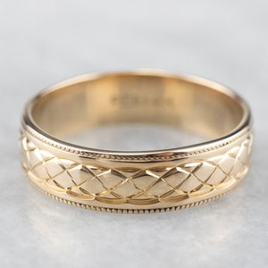 Patterned Gold Wedding Band, Engraved Wedding Ring, Stacking Band, 14K Gold Band, LXTA3W8C