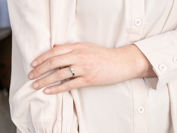 Diamond Platinum Engagement Ring, Anniversary Rin… - image 5