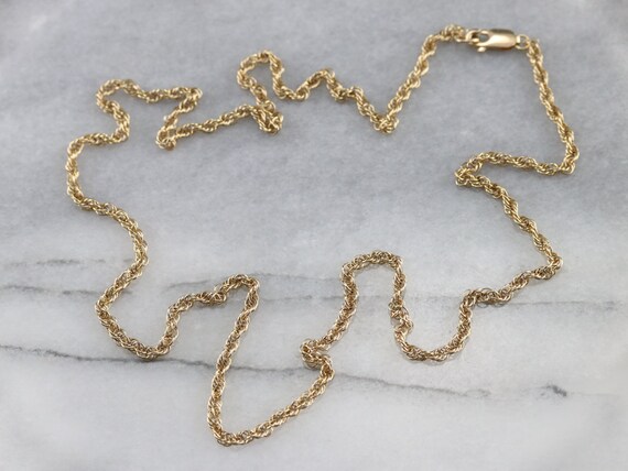 Long Gold Rope Twist Chain, Yellow Gold Chain, Pendant Chain