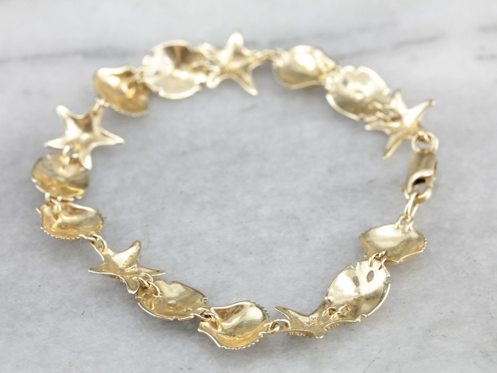 Seashells by the Seashore Bracelet Vintage Yellow Gold Etsy