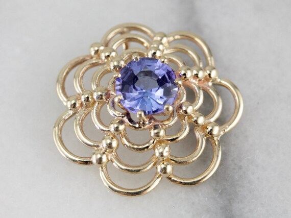 Vintage 14K Yellow Gold Tanzanite Pendant: Edwardian Style
