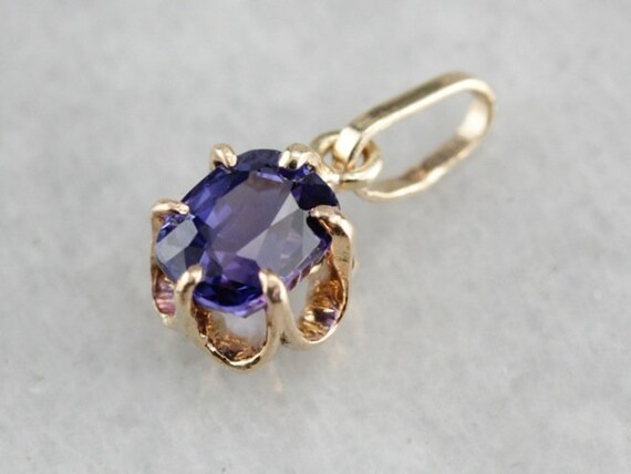 Purple Sapphire Pendant, Sapphire Solitaire Penda… - image 1