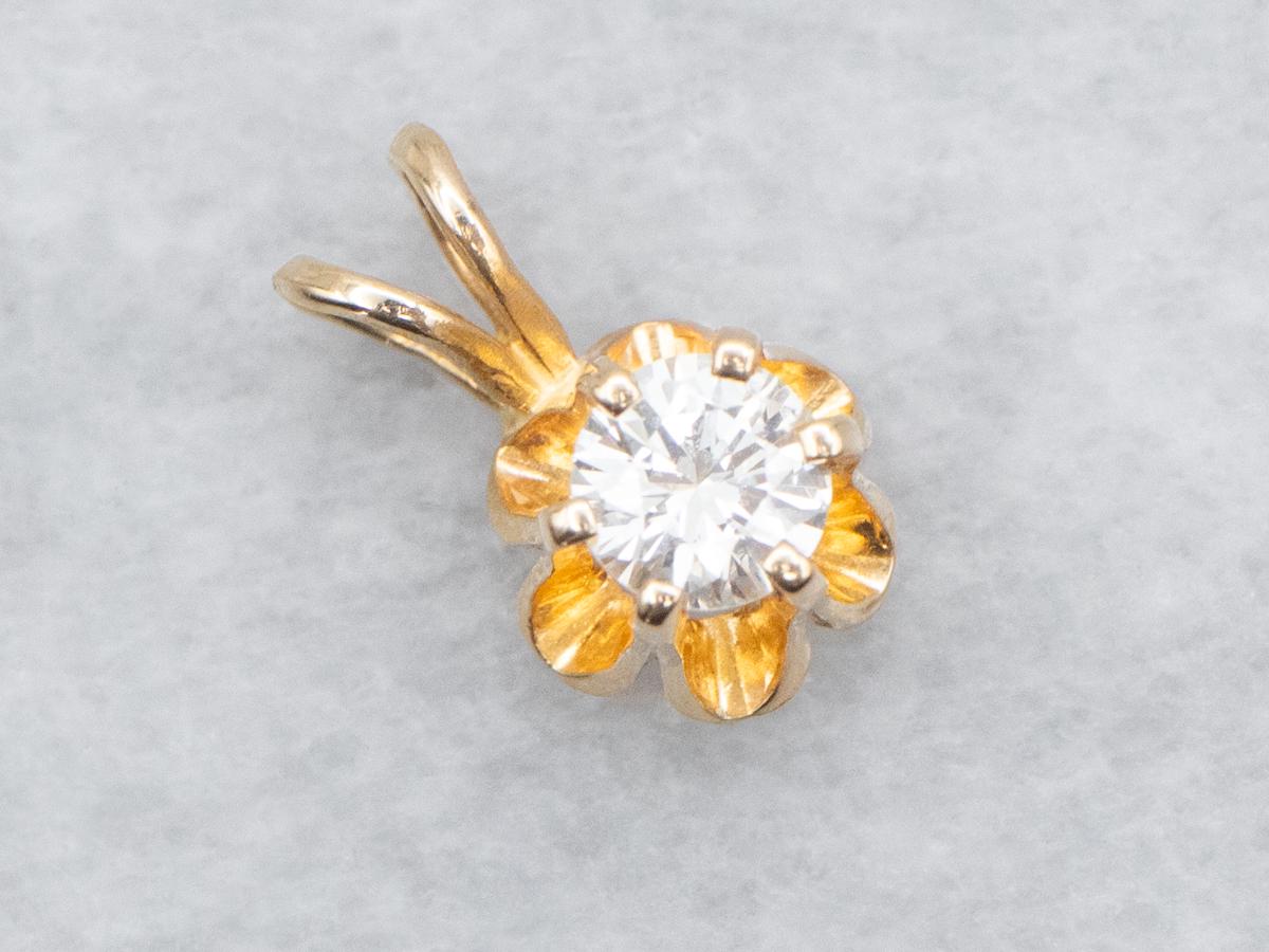 Yellow Gold Buttercup Diamond Necklace 14K Yellow Gold Buttercup Diamond Solitaire Pendant Canada
