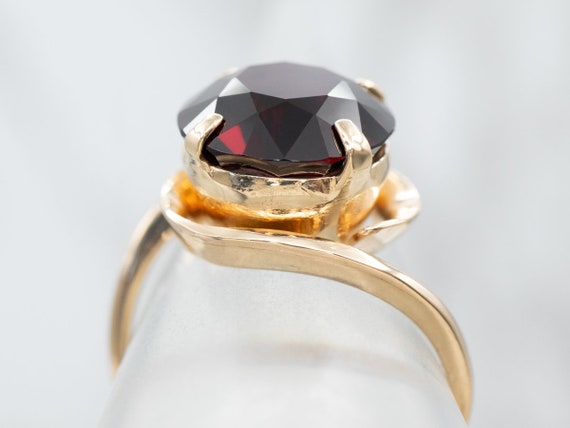 Classic Garnet Solitaire Ring, Garnet Bypass Ring… - image 4