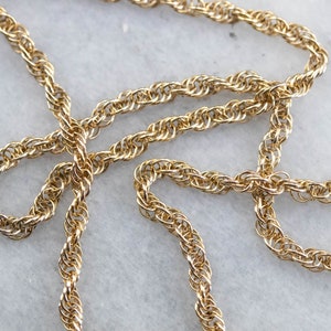 Vintage 14K Yellow Gold Rope Chain Necklace, 18 Inch