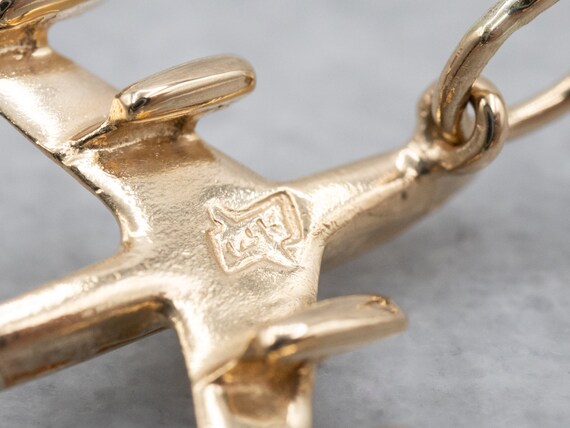 Vintage Yellow Gold Airplane Charm, Airplane Pend… - image 6