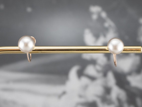 Vintage Faux Pearl Earrings, Screw Back Pearl Ear… - image 8