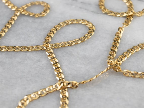 14K Gold Anchor Chain Necklace, 17 inch Flat Chain