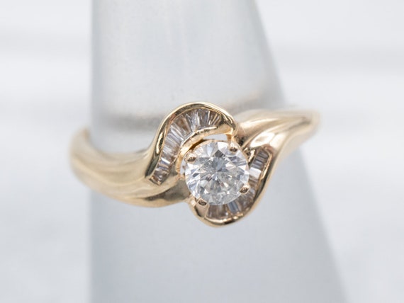 Vintage Diamond Bypass Ring, Round Brilliant Diam… - image 3