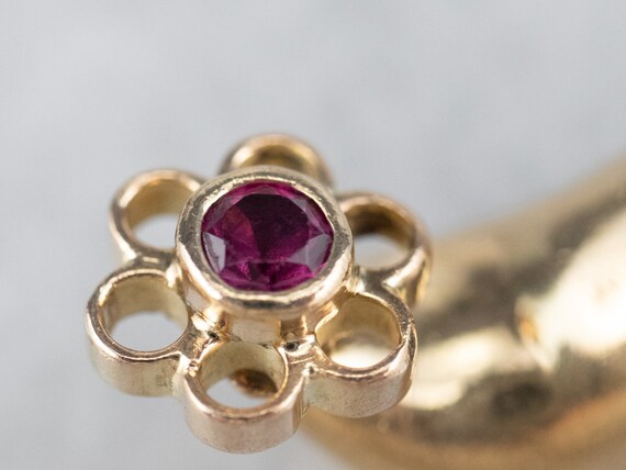 14K Gold Arabian Slipper Charm, Ruby Flower, Alad… - image 6