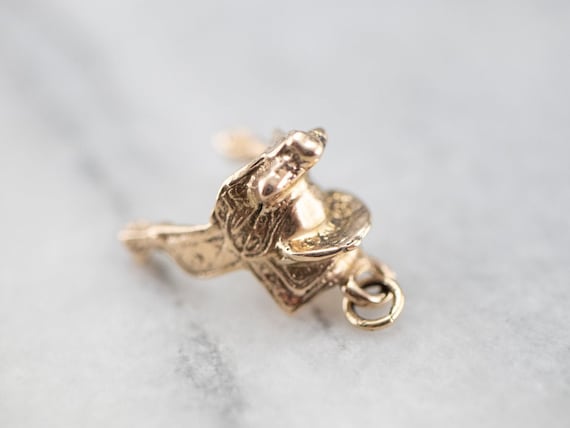 10K Yellow Gold Western Saddle Charm Pendant