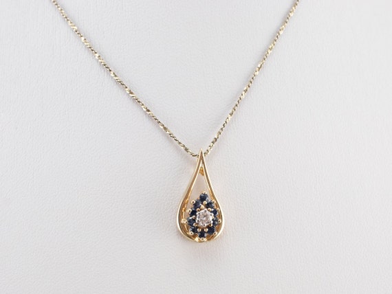 Sapphire and Diamond Pendant, Floral Sapphire Pen… - image 9