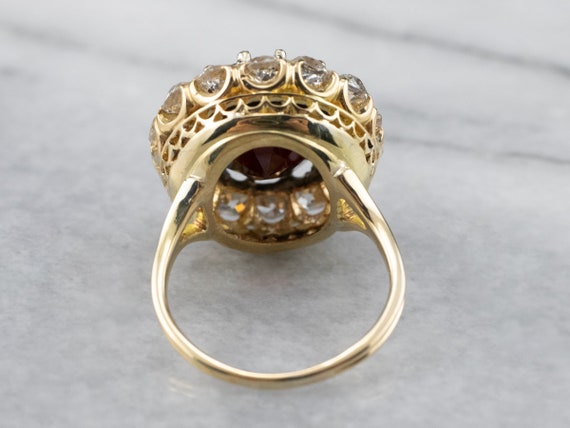 14K Gold Garnet Diamond Statement Ring, 9.40 Carat - image 5