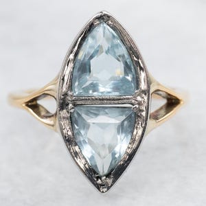 Retro Era Aquamarine Gold Ring, Vintage Marquise Aquamarine Ring, March Birthstone, Anniversary Ring, Blue Stone Ring A53146