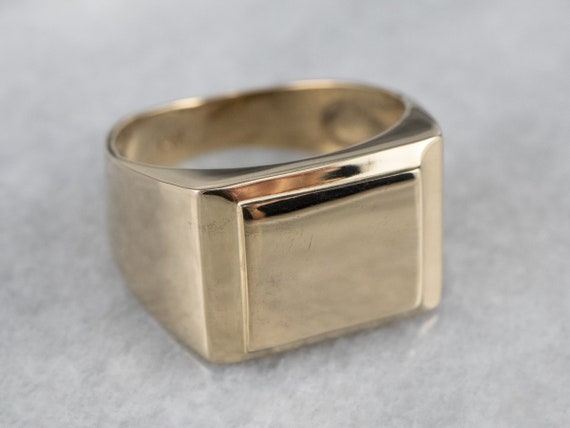 Vintage Gold Signet Ring, Men's Signet Ring, 14K … - image 1