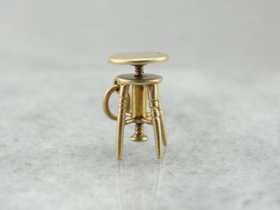 Fun Moving Parts 14K Gold Stool Charm ELJQ6T-N - image 1