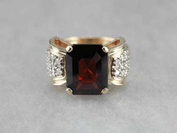 Bold Garnet Diamond Cocktail Statement Ring 0LAZ6… - image 2
