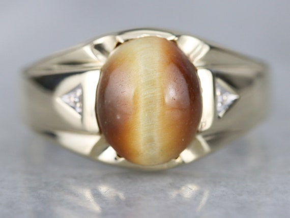 メンズ ミッドセンチュリー タイガーアイ リング、タイガーアイと